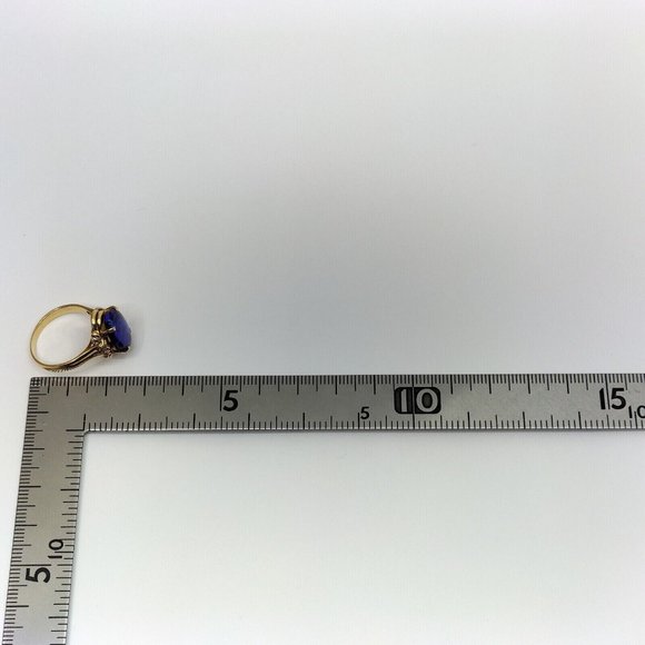 Cosmic Australian Black Opal Blue Ring 18K Gold Lightning Ridge Vintage 7 7/8 - Picture 8 of 13